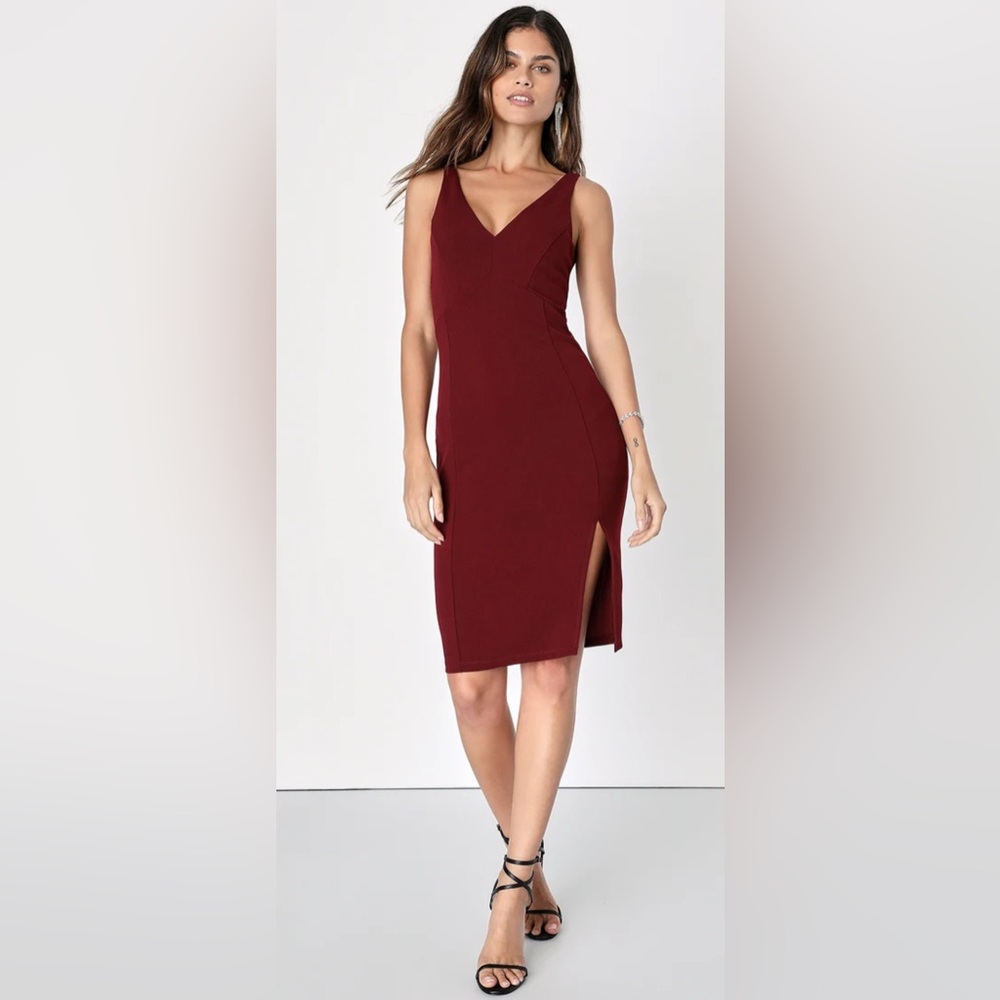 NWT Lulus Plum Purple Bodycon Midi Dress